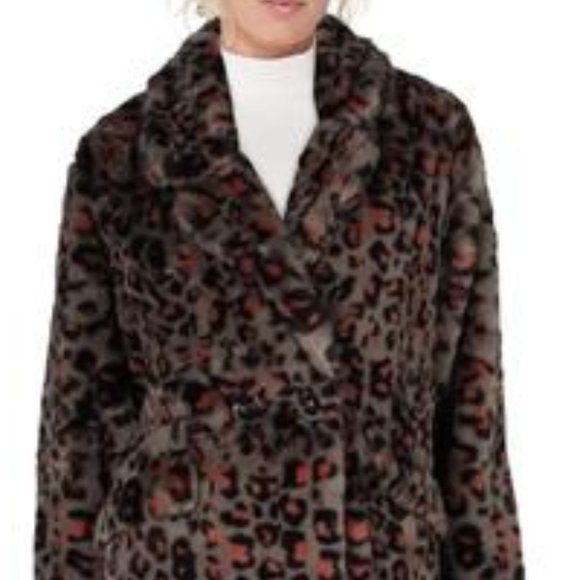 NEW Steve Madden Faux Fur Leopard coat, size Medium - Picture 2 of 5